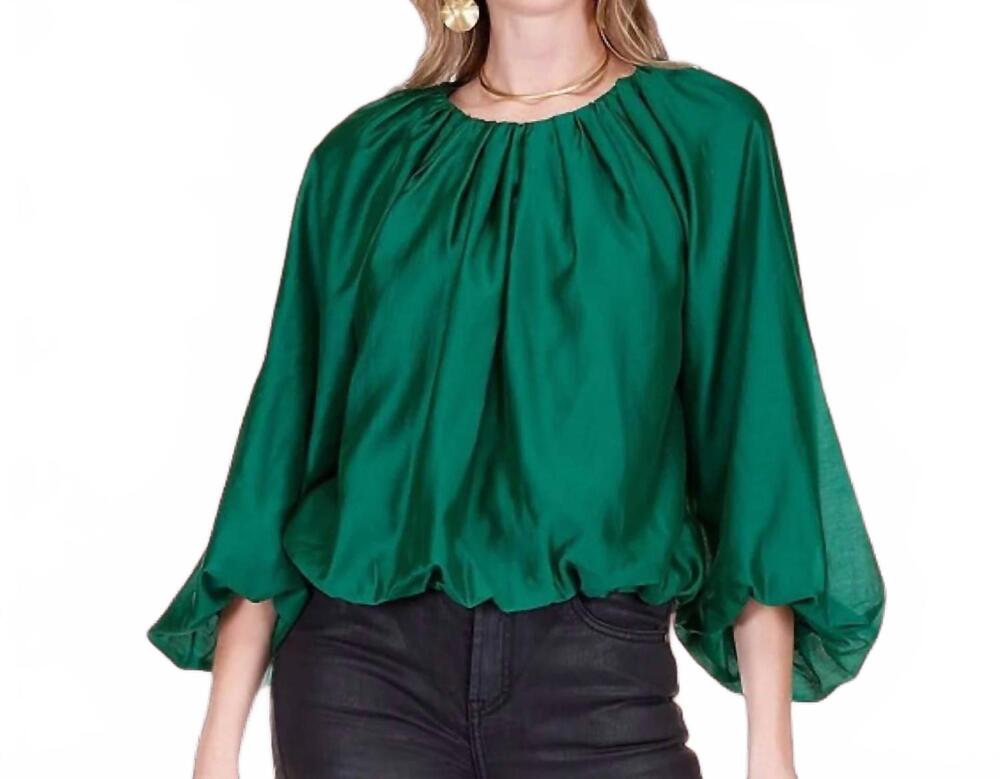 NEW JADE camelia balloon top in emerald